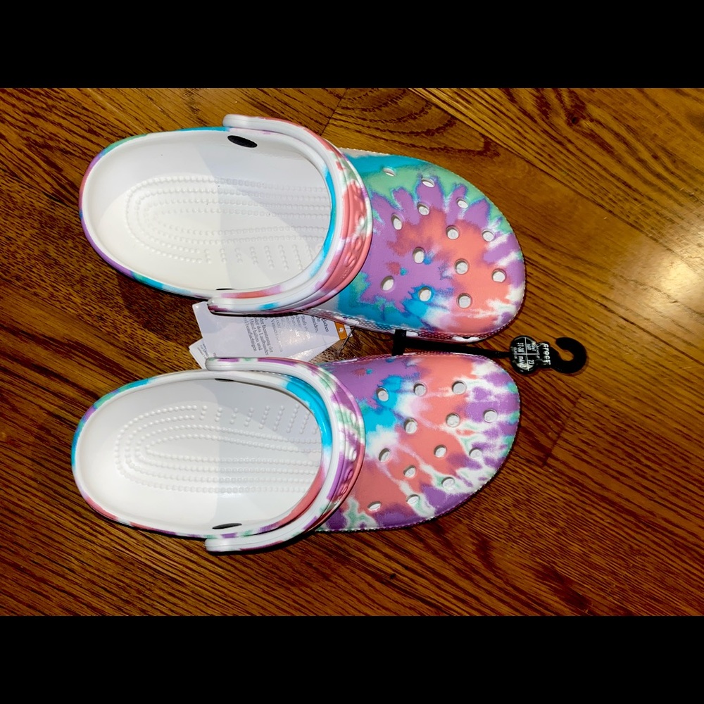 Tie dye crocs.